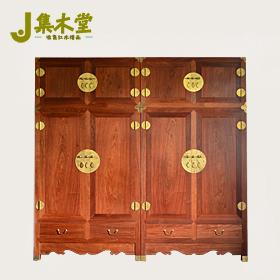 集红木 缅甸花梨顶箱柜一对 红木素面顶箱柜衣柜