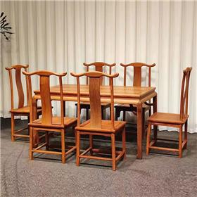 凭祥红木家具网集木堂缅甸花梨明式餐桌七件套